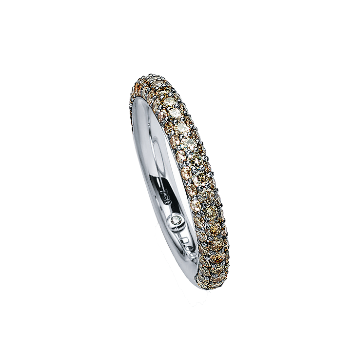 Pavee Ring 750er Weißgold mit braunen Diamanten