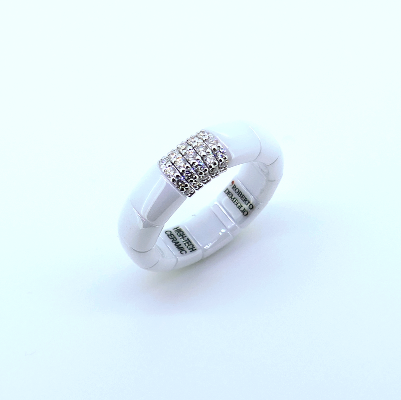 Ring PURA ceramica bianca e diamanti